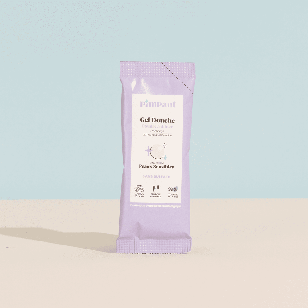 Sensitive skin powder-to-dilute shower gel refill