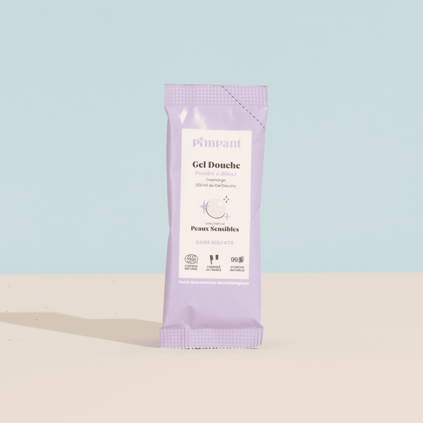 Sensitive skin powder-to-dilute shower gel refill