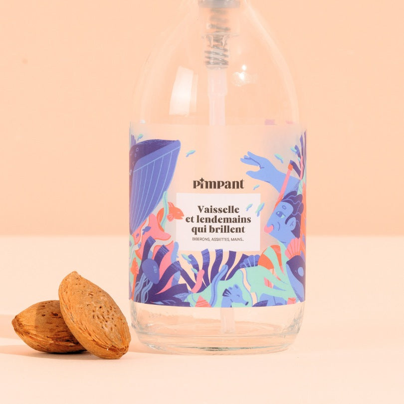 Pimpant refillable glass almond washing-up liquid bottle design